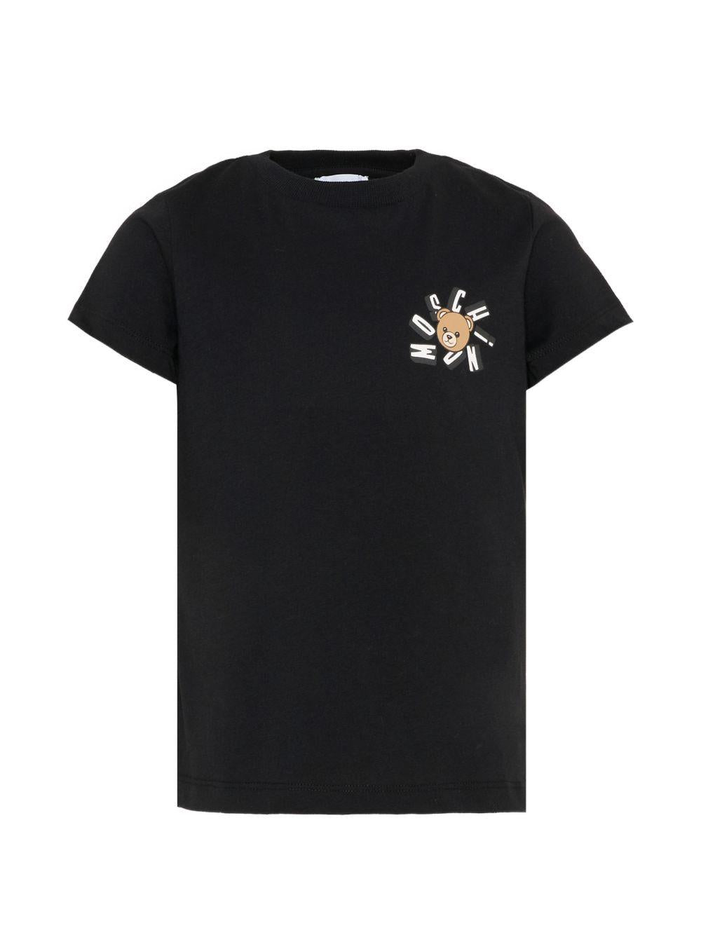 T-shirt nero per bambino HUM05OLAA03 60100 Moschino Kids 