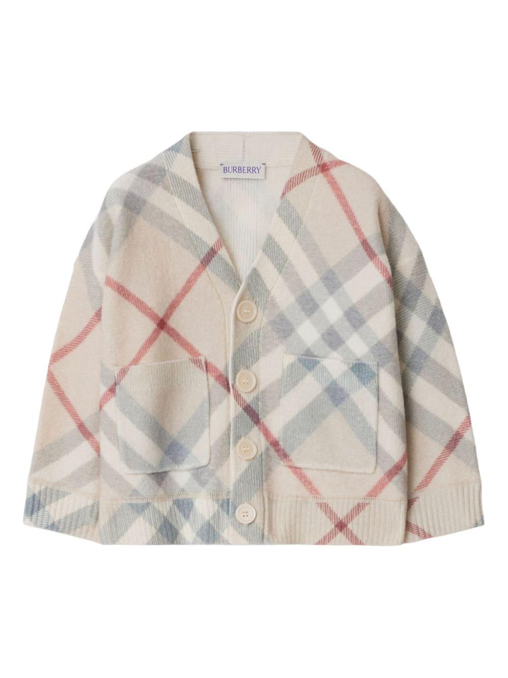 Cardigan per neonata in lana beige chiaro 8093117 A2205 Burberry Kids 