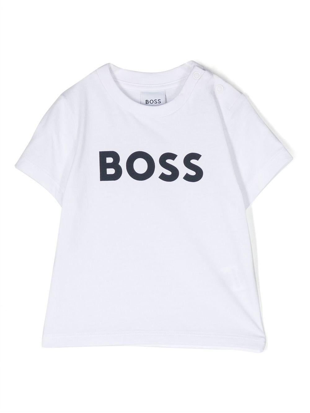 T-shirt bianca per neonato con logo J05P12 10P Boss Kids 