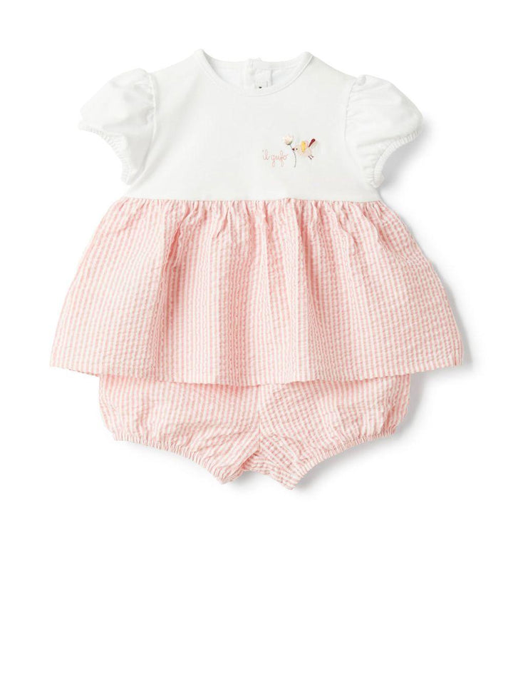 Completo bianco/rosa per neonata