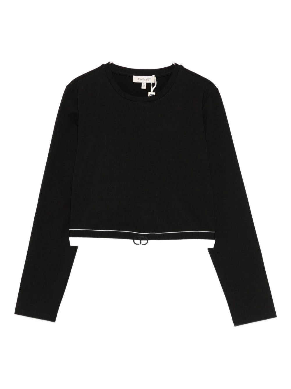 T-shirt nero per bambina 252GJ2322 00006 Twin Set 