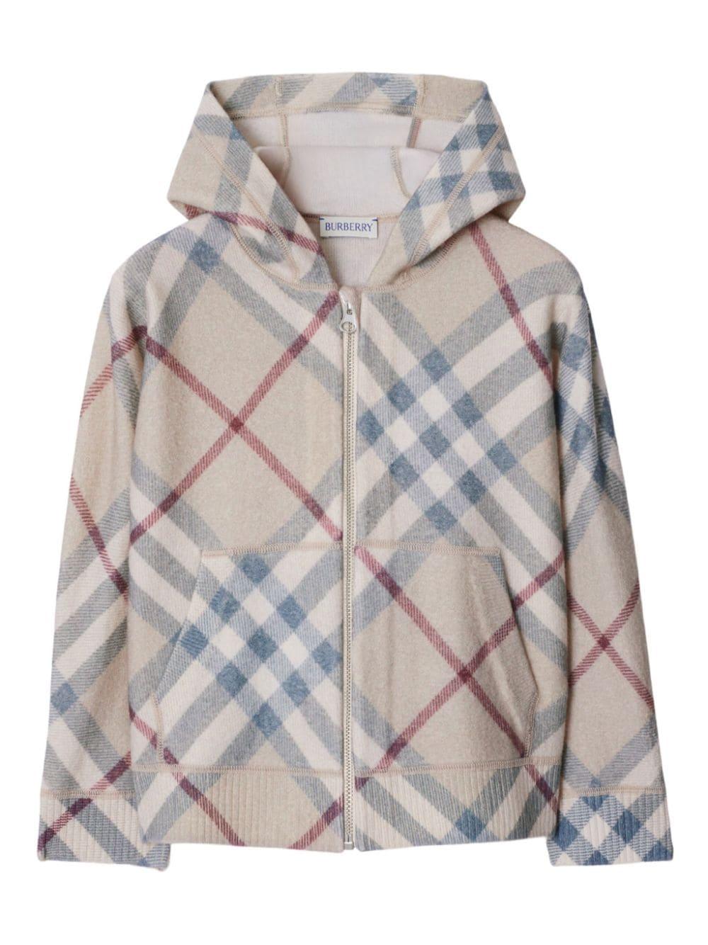 Cardigan con cappuccio per bambina in lana beige 8093140 A2205 Burberry Kids 