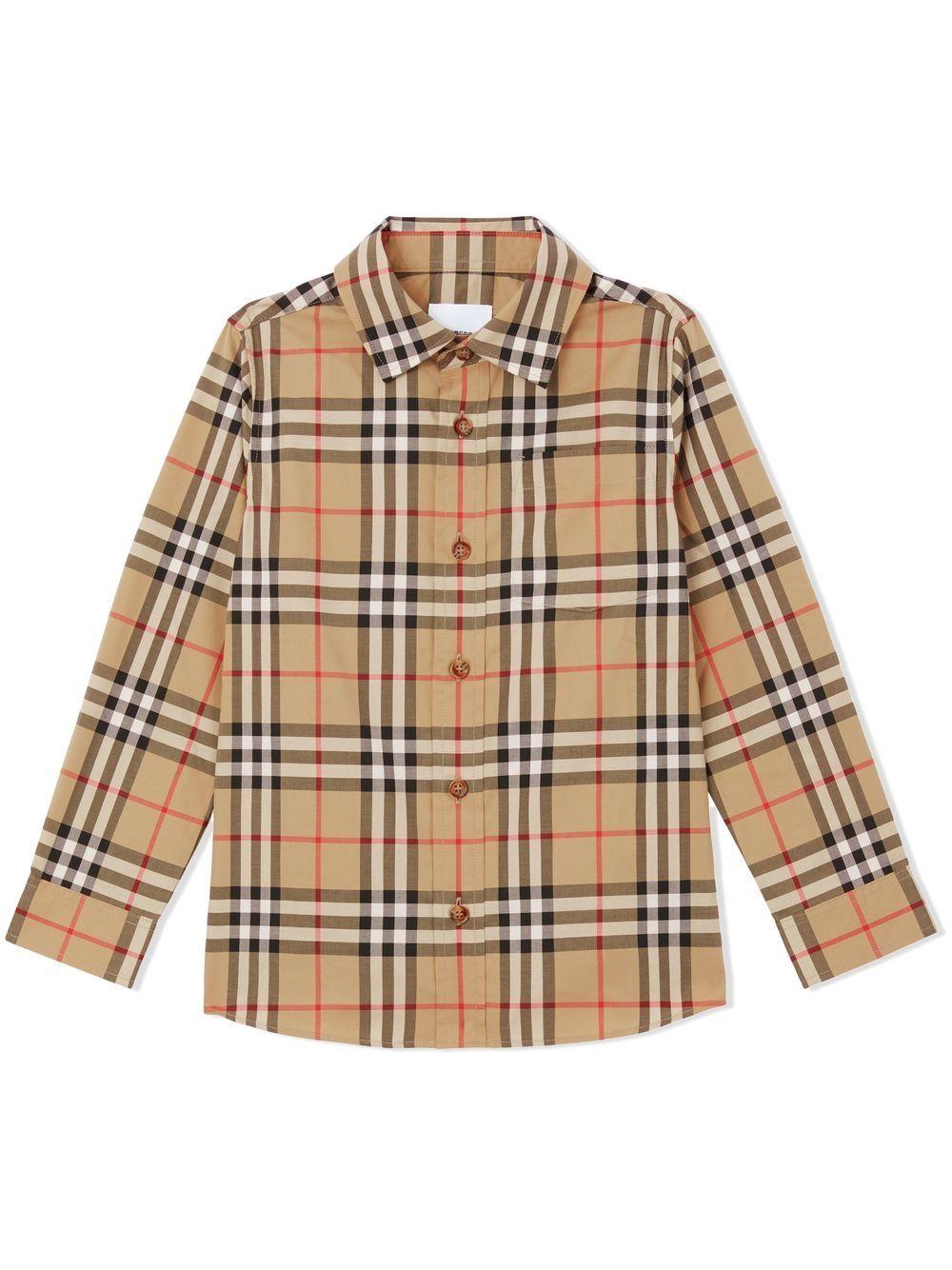 Camicia beige per bambino in twill 8059637 A7028 Burberry Kids 