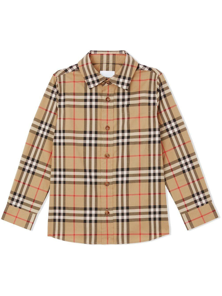 Camicia beige per bambino in twill 8059637 A7028 Burberry Kids 