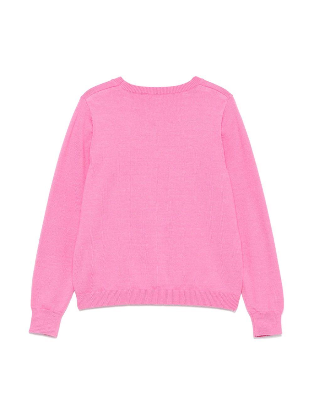 Pink sweater for girls with logo