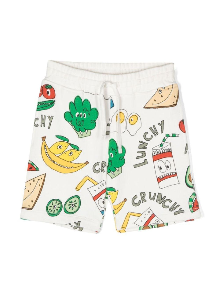 White Bermuda shorts for boys with print
