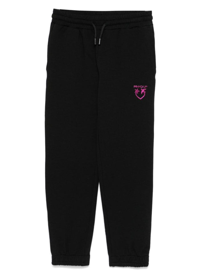 Black trousers for girls with logo
