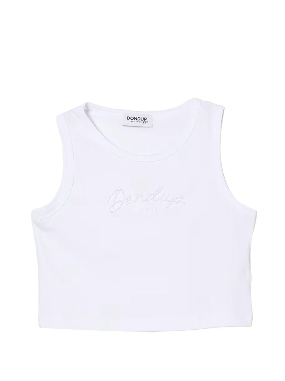 T-shirt bianca per bambina DFTS0370JE017 B000 Dondup Kids 