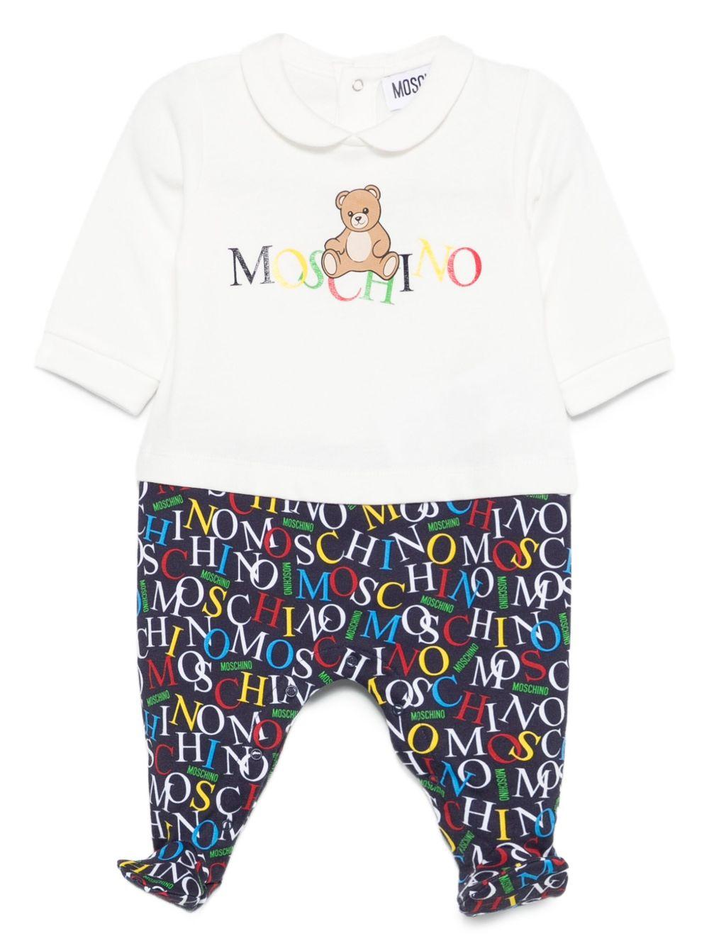 Tutina bianca/blu navy per neonato MMY06ZLCA60 84804 Moschino Kids 