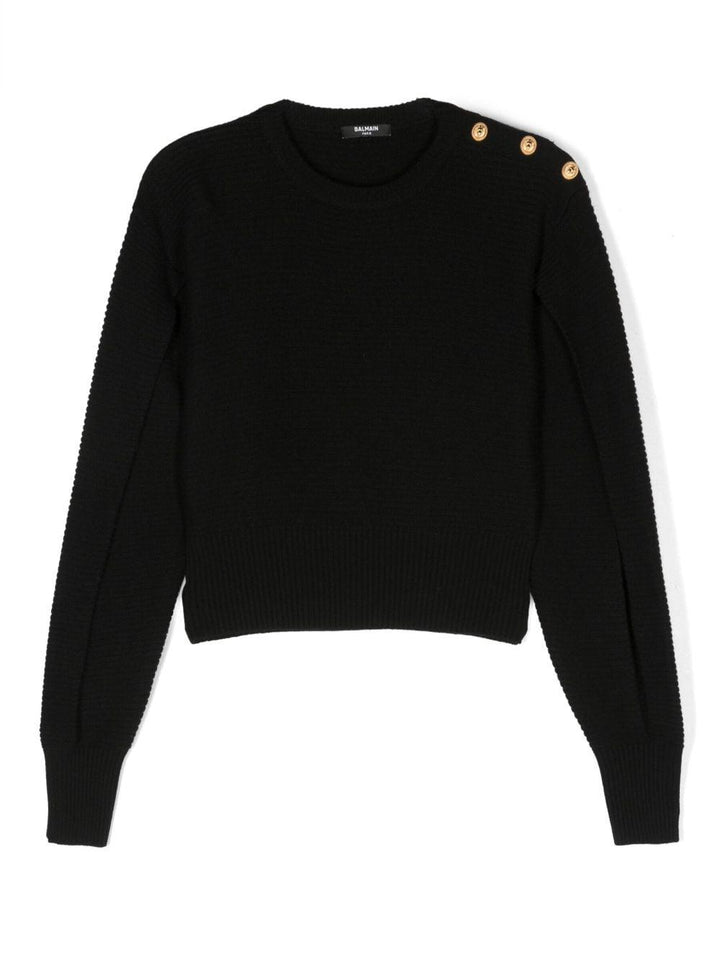 Maglione nero per bambina con bottoni oro