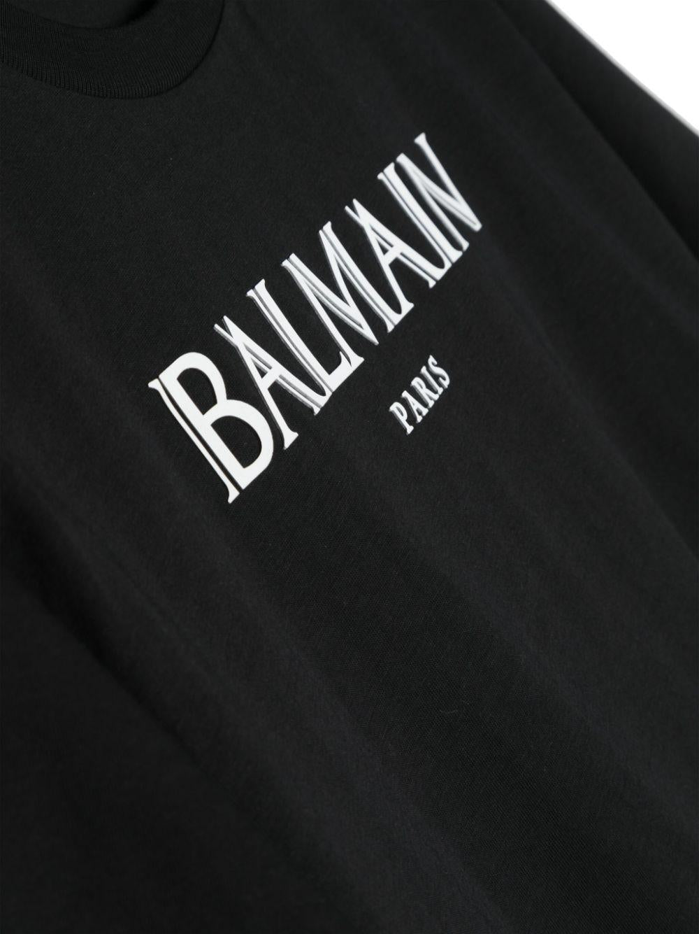 T-shirt nera per bambini con logo bianco