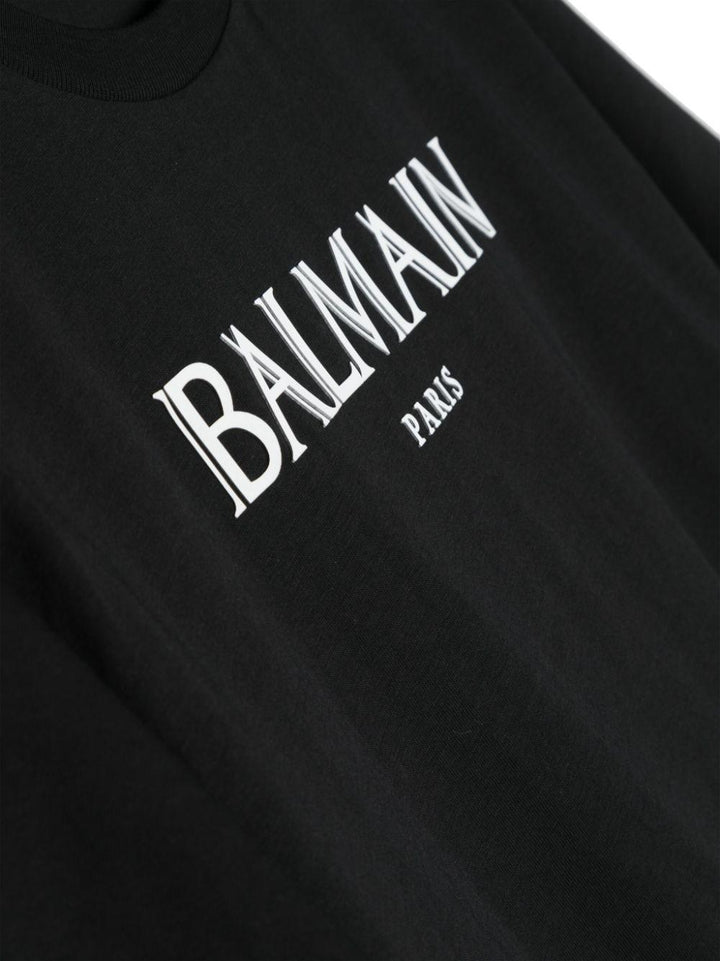 T-shirt nera per bambini con logo bianco