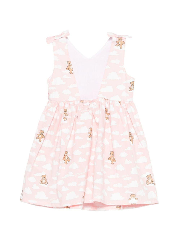 Abito bianco/rosa per neonata MDV0DNLLB61 83696 Moschino Kids 