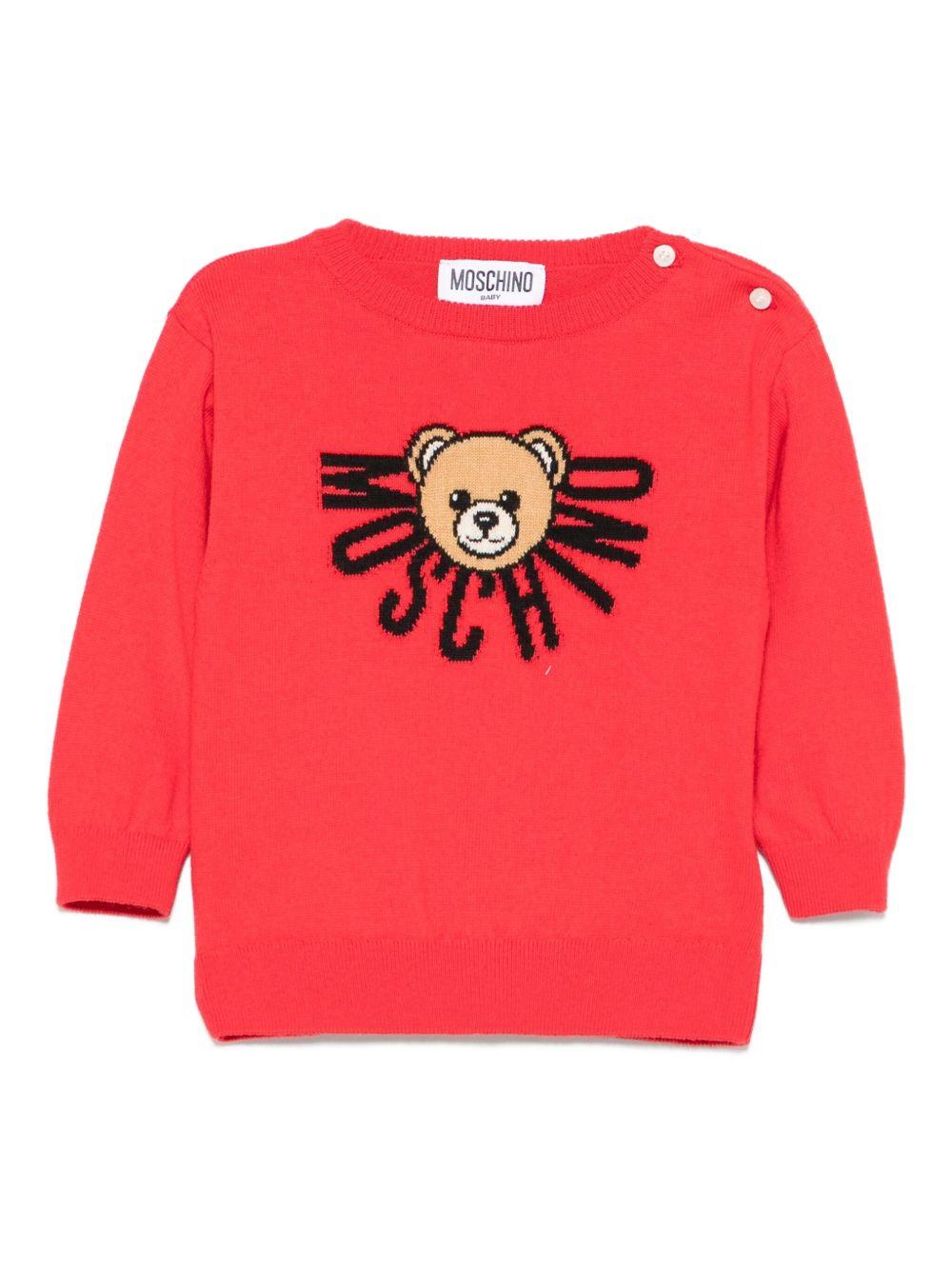 Maglione rosso per neonato M7W00JLHE43 50109 Moschino Kids 