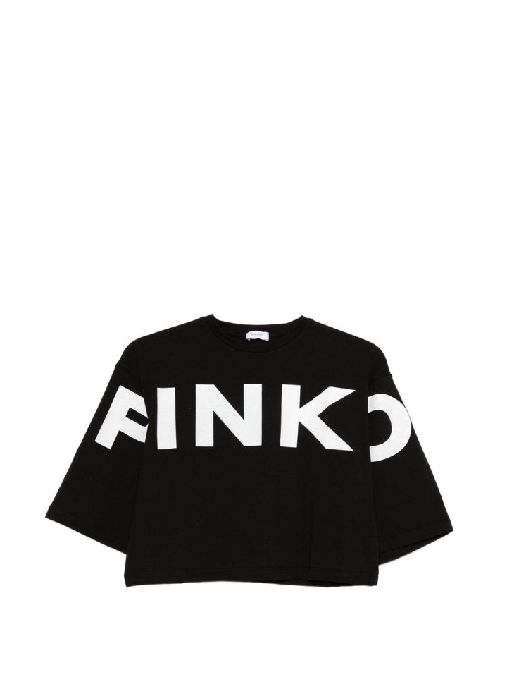 T-shirt nera per bambina KFTS047CJE017 0211 Pinko Kids 