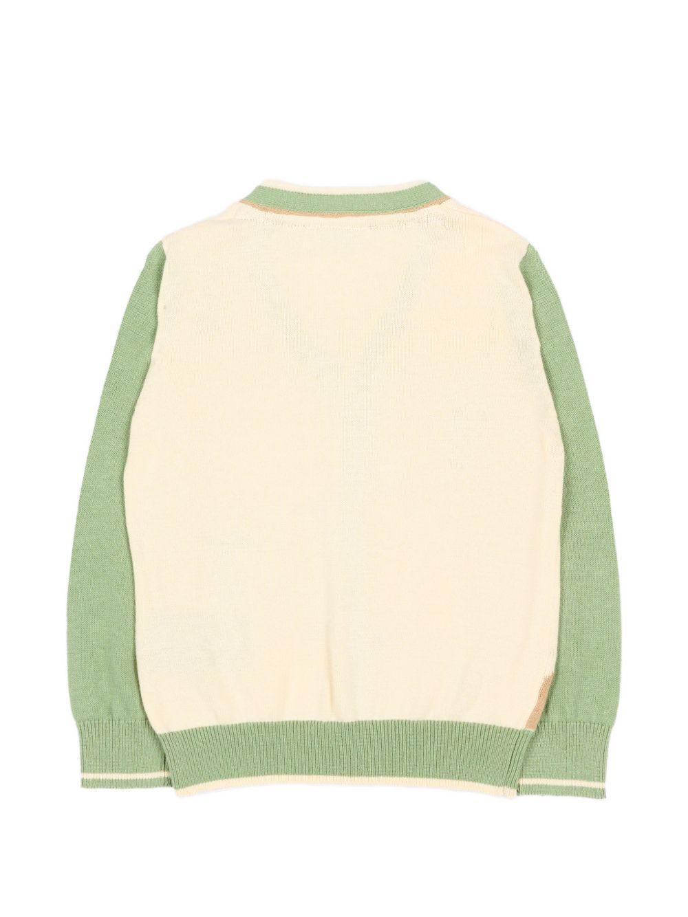 Cardigan verde/beige per neonato TIP26069CD GRE Trussardi Kids 