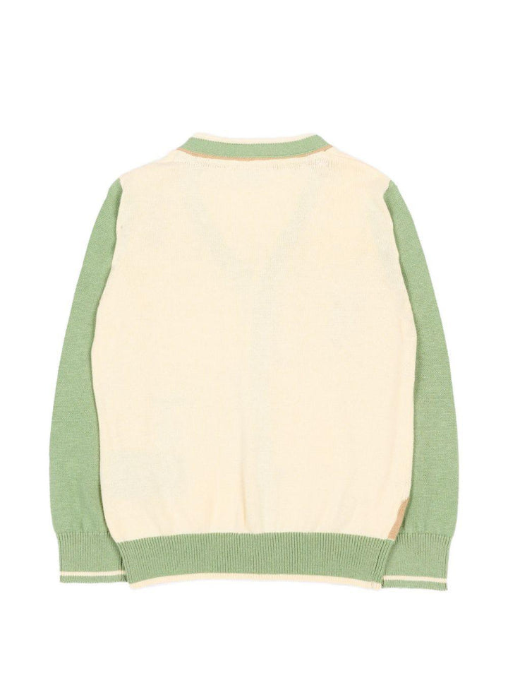 Cardigan verde/beige per neonato TIP26069CD GRE Trussardi Kids 