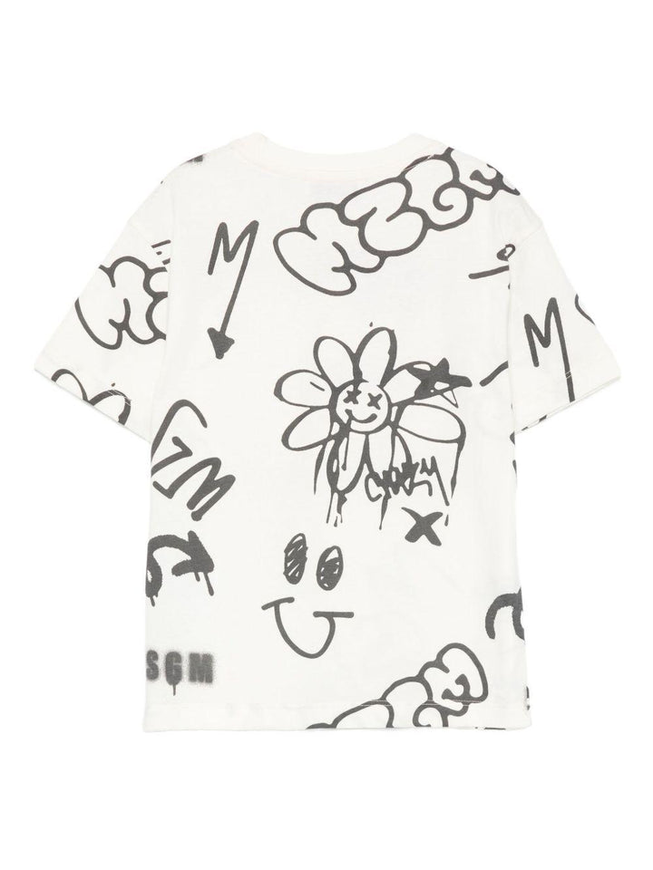 T-shirt crema per bambino F5MSJBTH244 013 Msgm Kids 