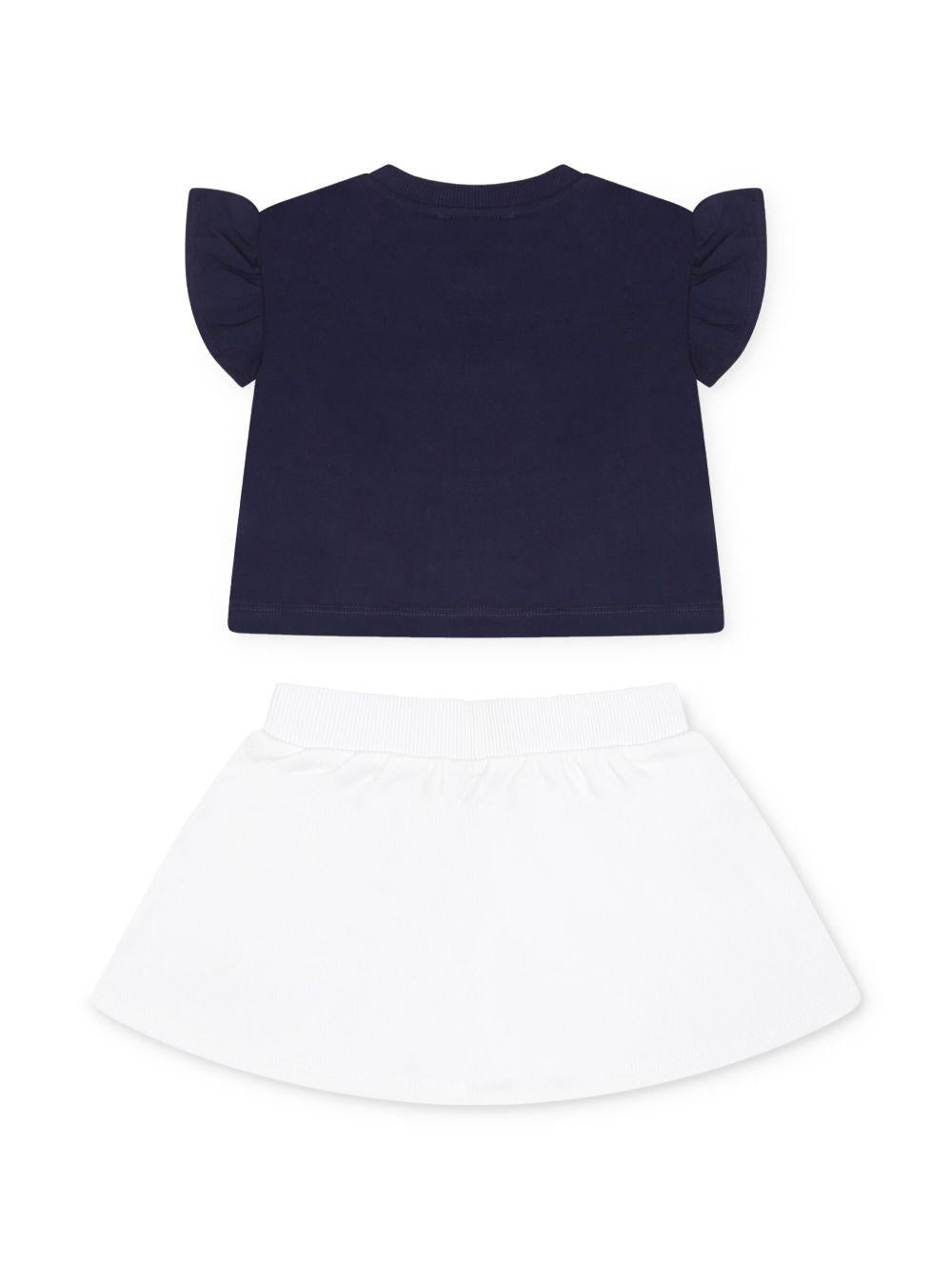 Completo sportivo blu navy/bianco per neonata