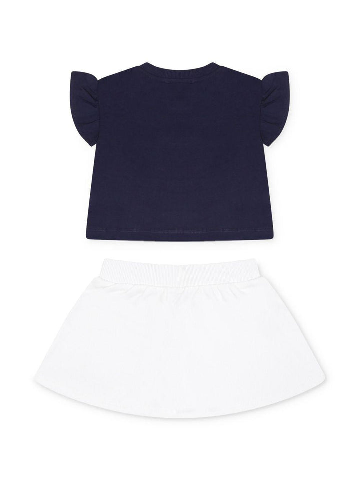 Completo sportivo blu navy/bianco per neonata