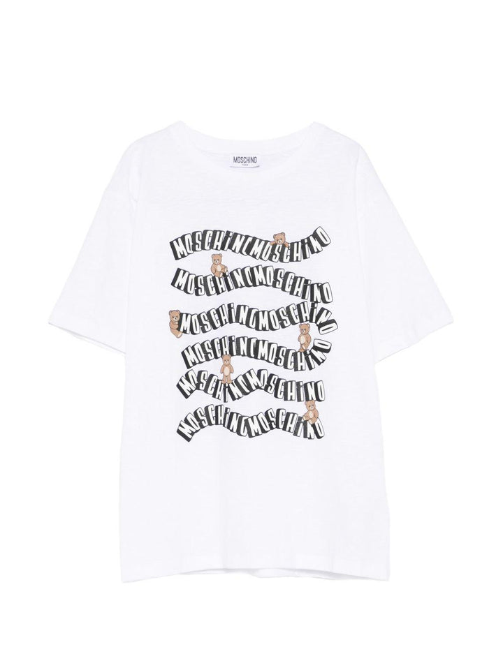 T-shirt bianca per bambino HXM05GLAA52 10101 Moschino Kids 