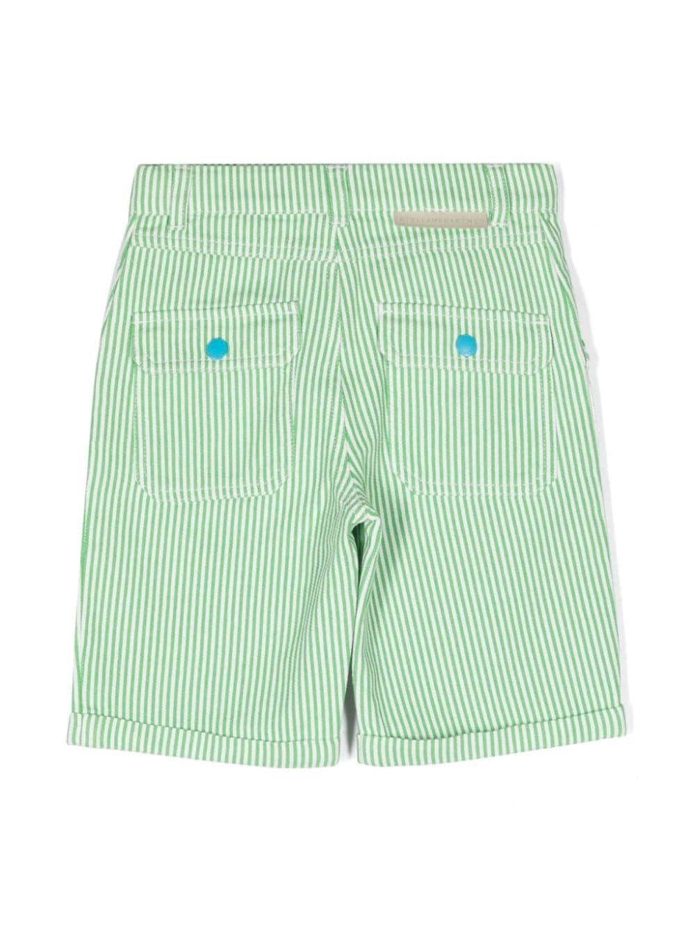 Green Bermuda shorts for boys with logo
