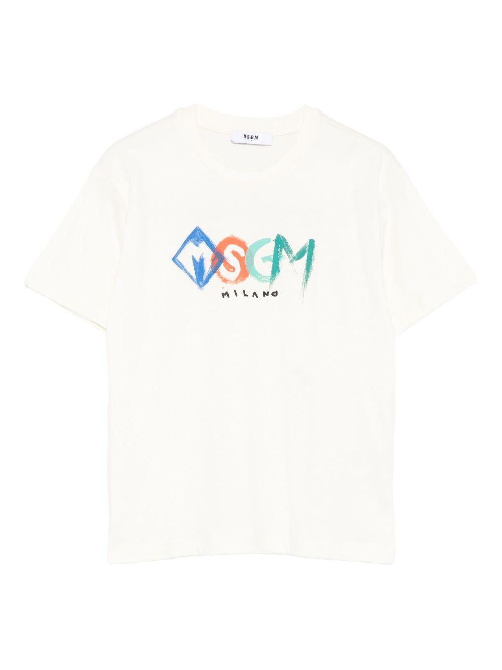 T-shirt bianco per bambino F5MSJBTH249 013 Msgm Kids 