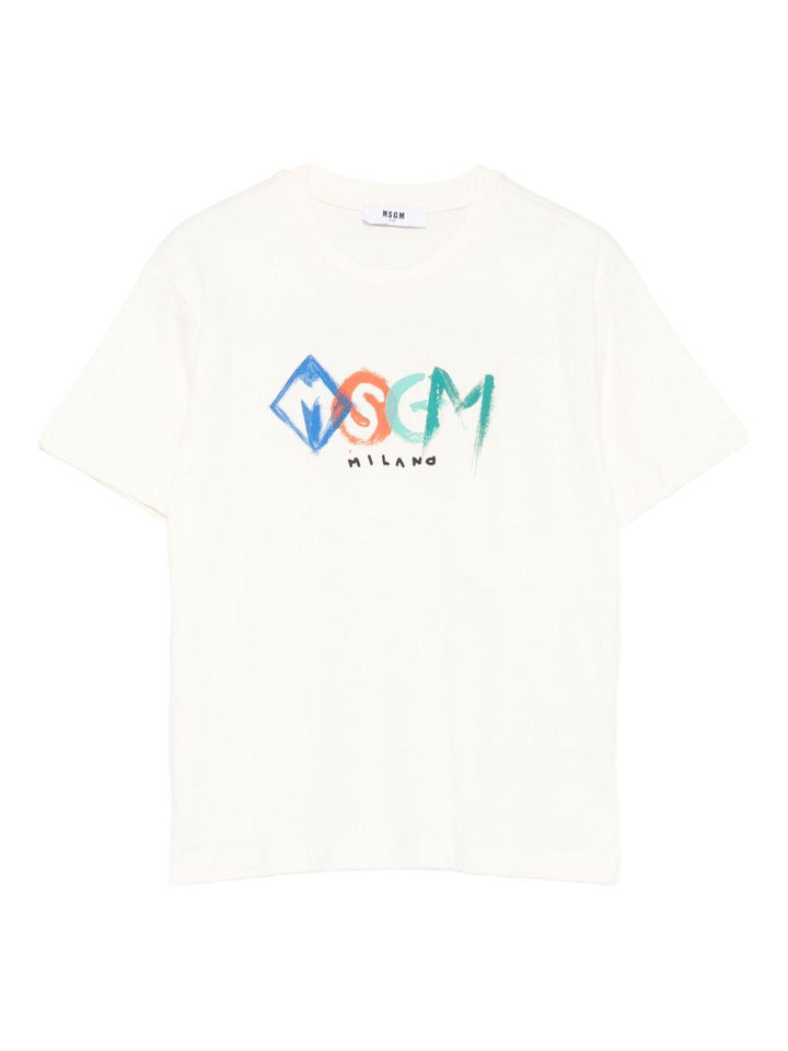 T-shirt bianco per bambino F5MSJBTH249 013 Msgm Kids 