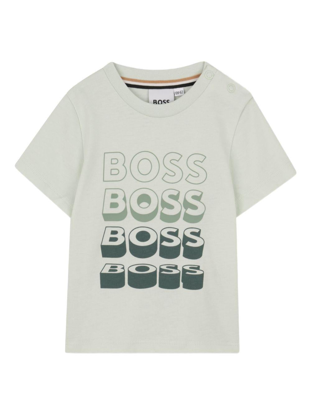 T-shirt verde per neonato J52889 73K Boss Kids 