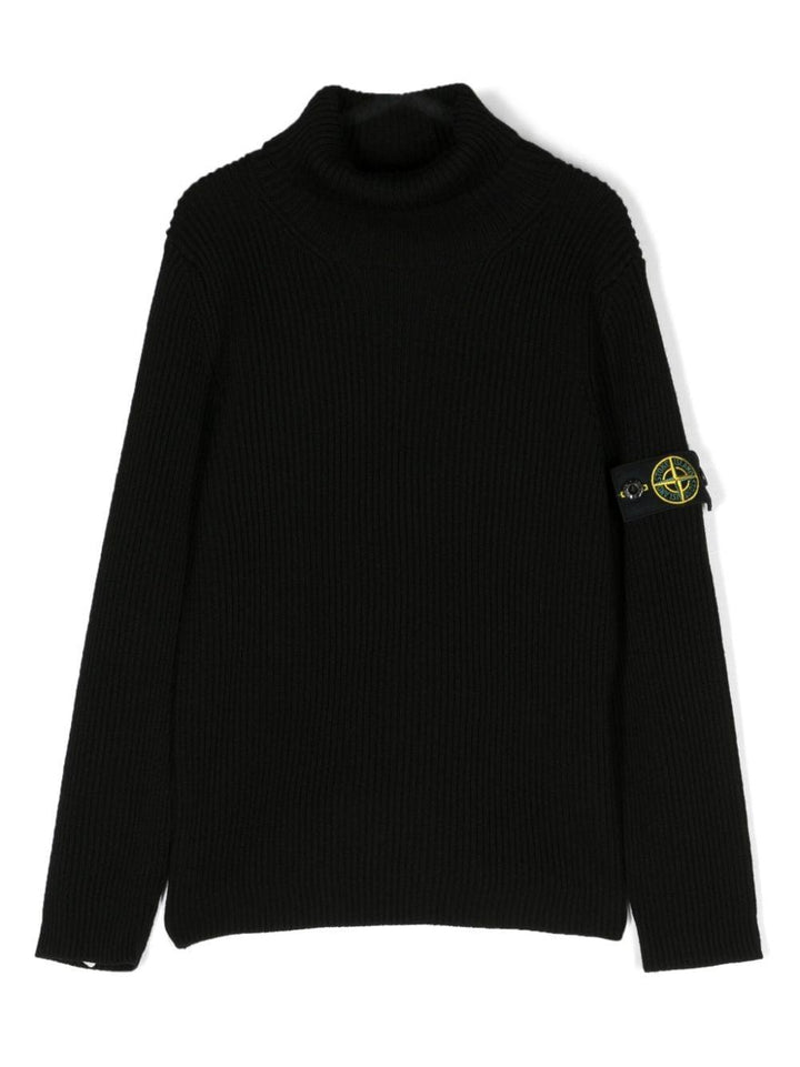 Maglione nero per bambino con logo