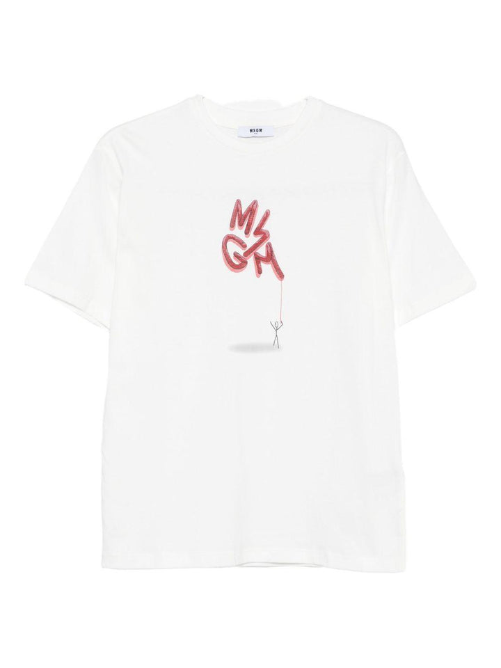 T-shirt bianca per bambino F5MSJBTH304 002 Msgm Kids 