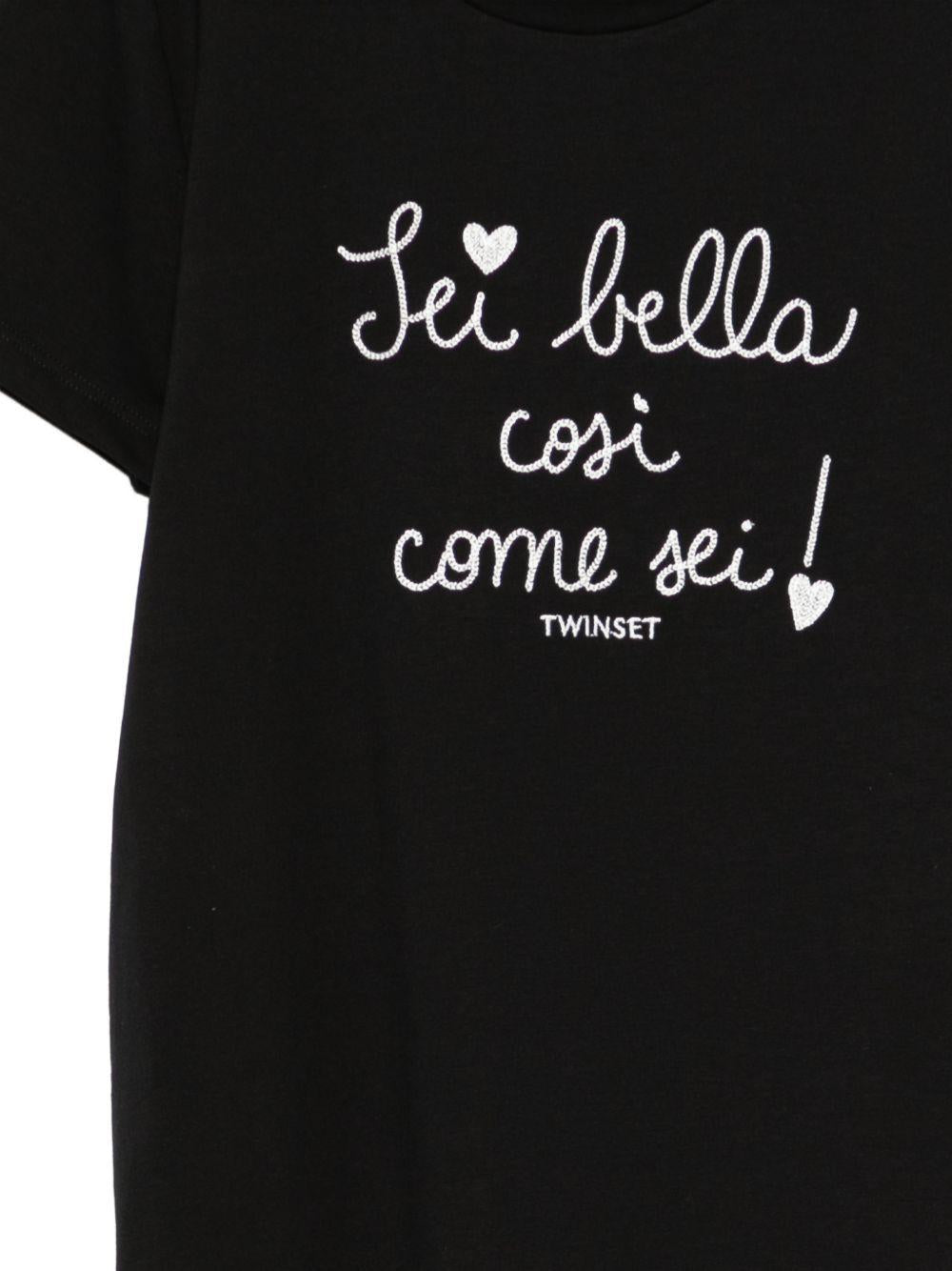 T-shirt nera per bambina 261GJ2251 13558 Twin Set 