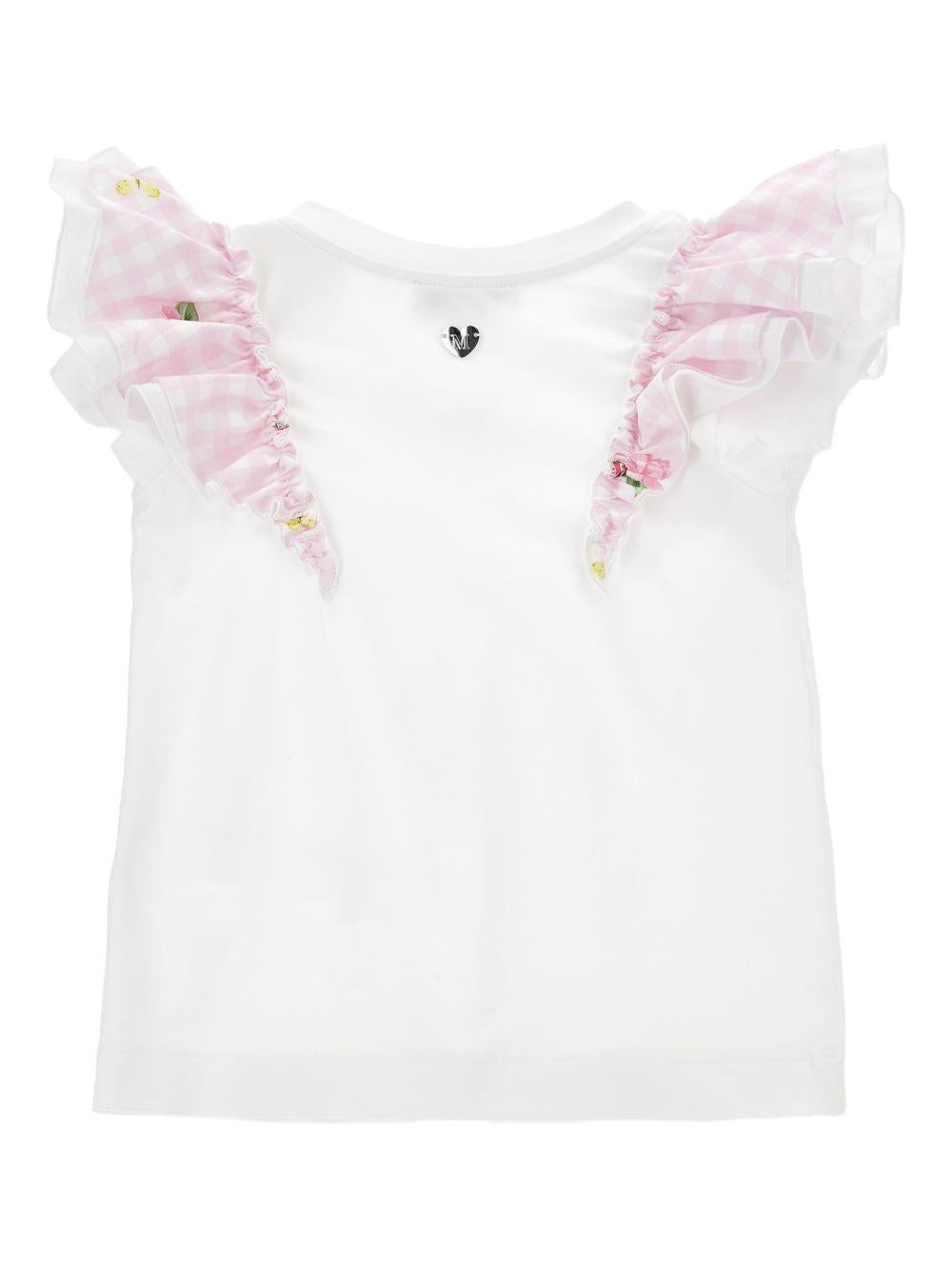 T-shirt bianca per bambina 11G6047201 9990 Monnalisa Kids 