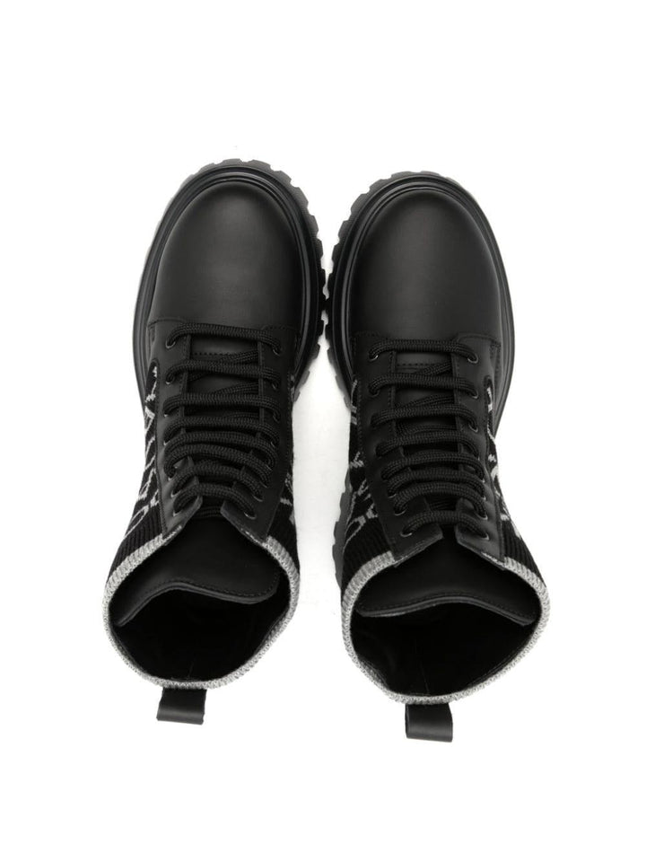 Black leather boots for girls