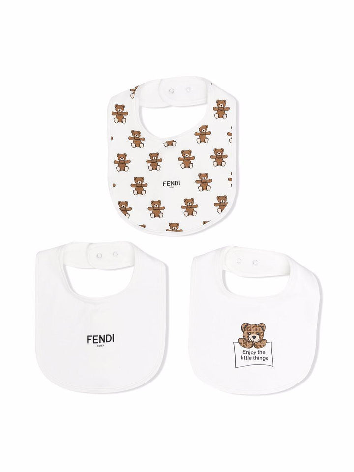Bavetta per neonati in cotone bianco BUJ198ST8 F0TU9 Fendi Kids 
