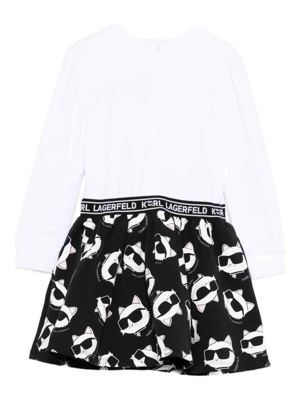 Abito bianco/nero per bambina Z30659K N50 Karl Lagerfeld Kids 