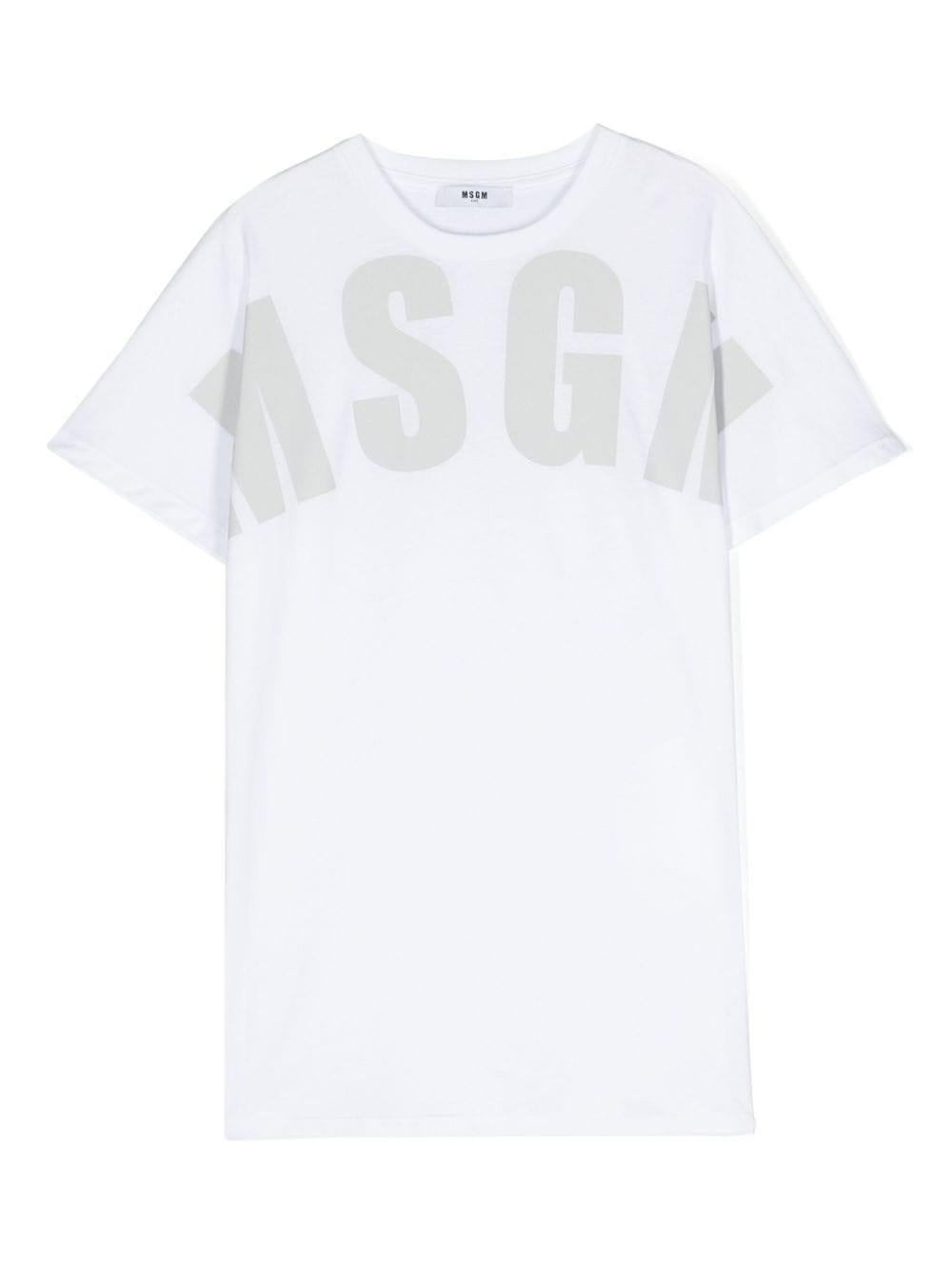 T-shirt bianca per bambio con logo S4MSJUTH006 001 Msgm Kids 