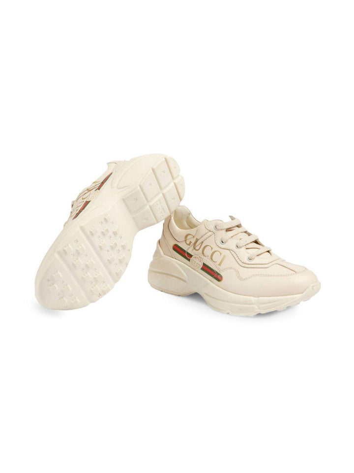 Sneakers crema per bambina con logo