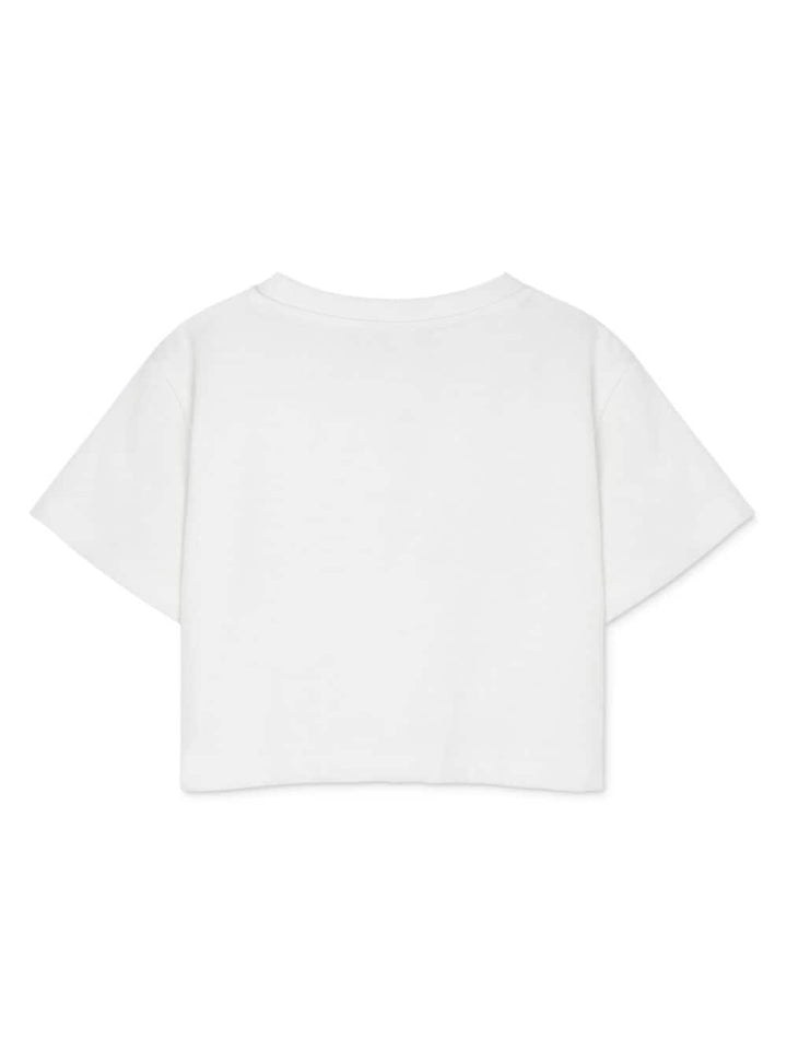 T-shirt crop per bambina in cotone bianca