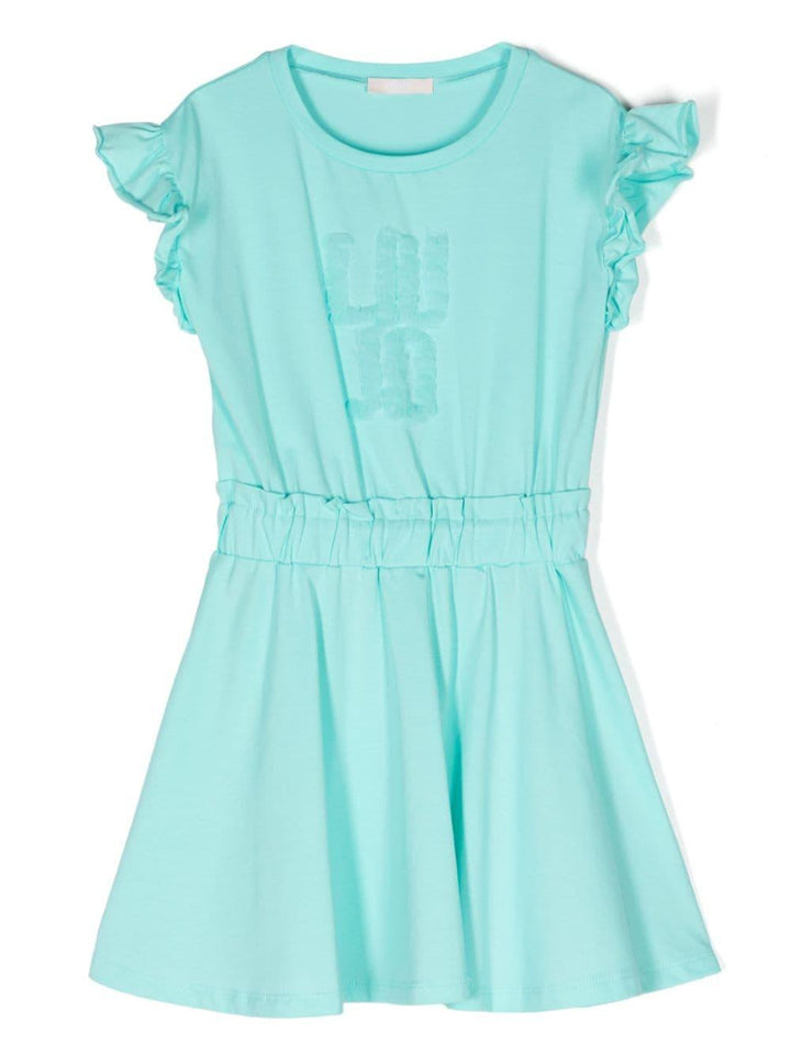 Aqua blue dress for girls with logo