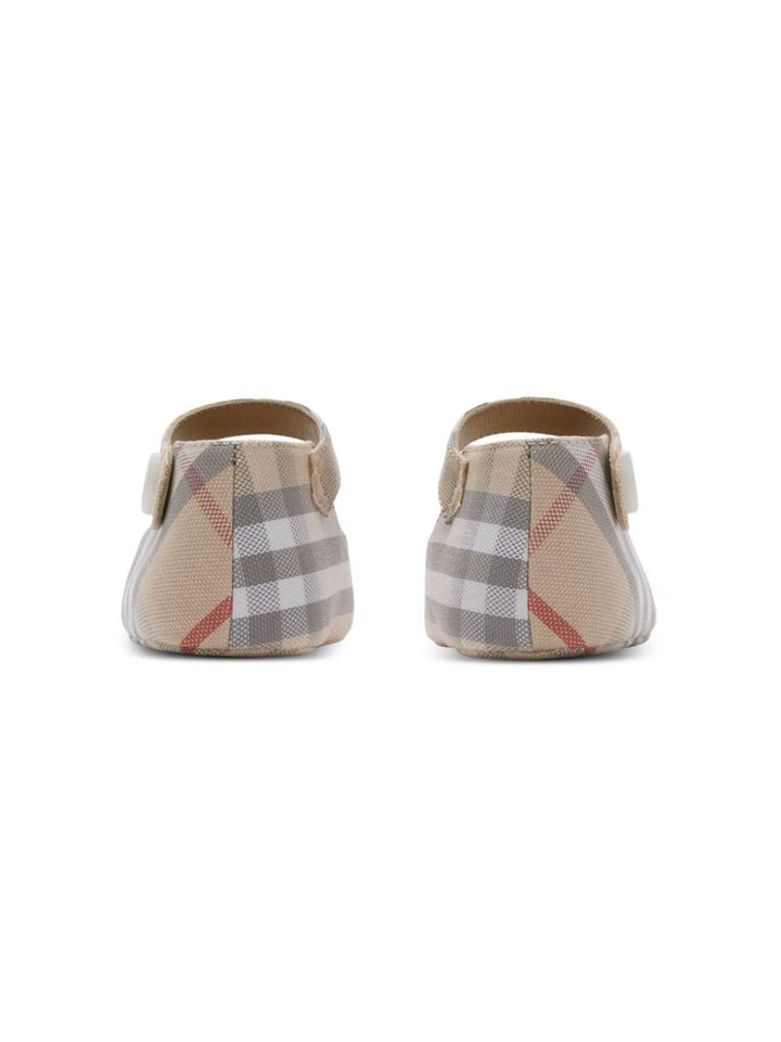 Ballerina 'Mary Jane' per neonata in cotone beige 8090482 A2205 Burberry Kids 