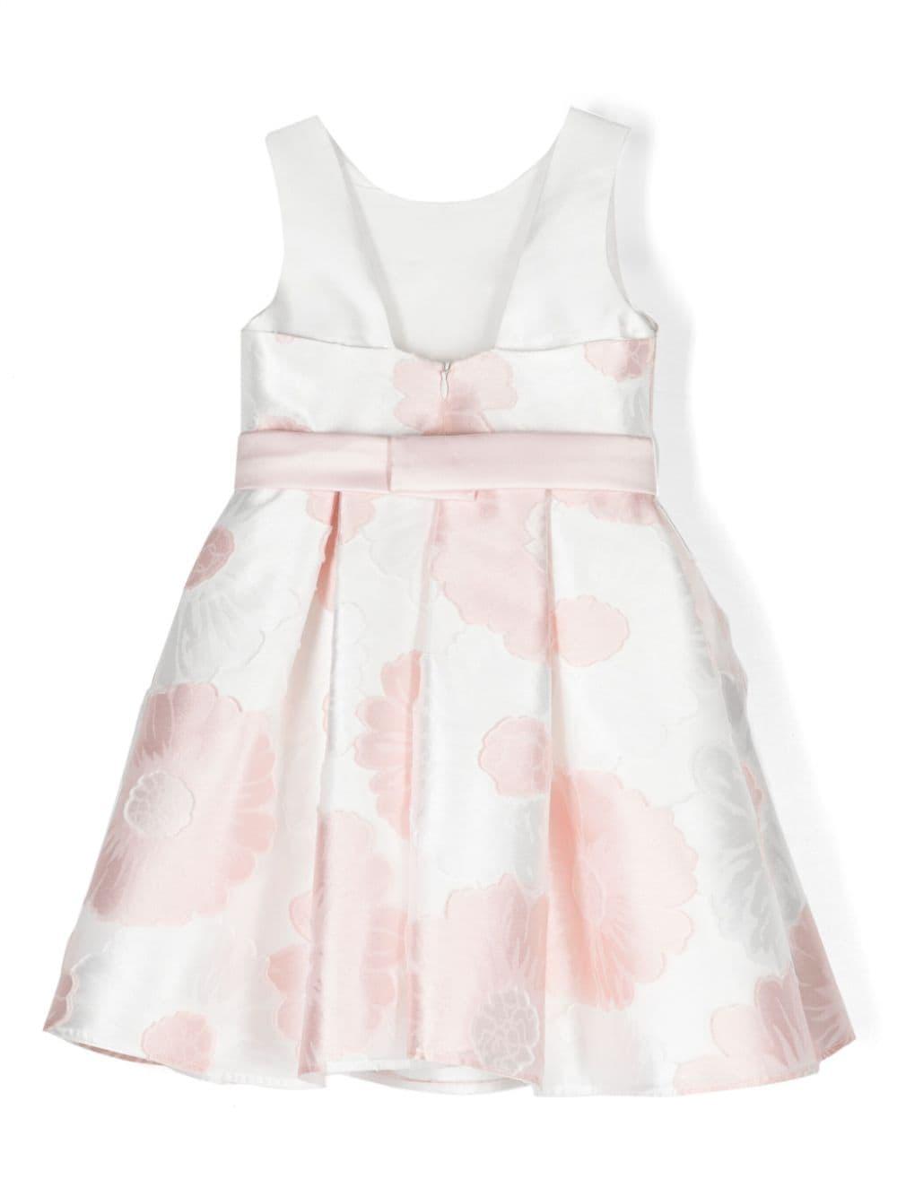 White and pink satin dress for girls