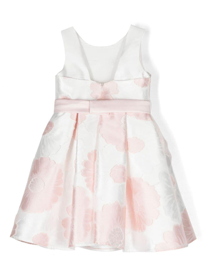White and pink satin dress for girls