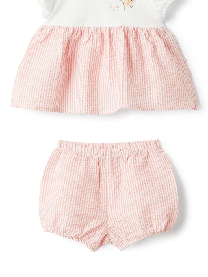 Completo bianco/rosa per neonata