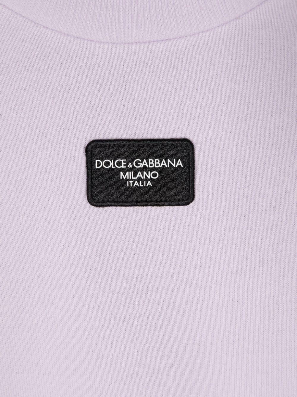 Felpa per bambina in cotone lavanda L5JWBEG7N0O F4519 Dolce & Gabbana Kids 