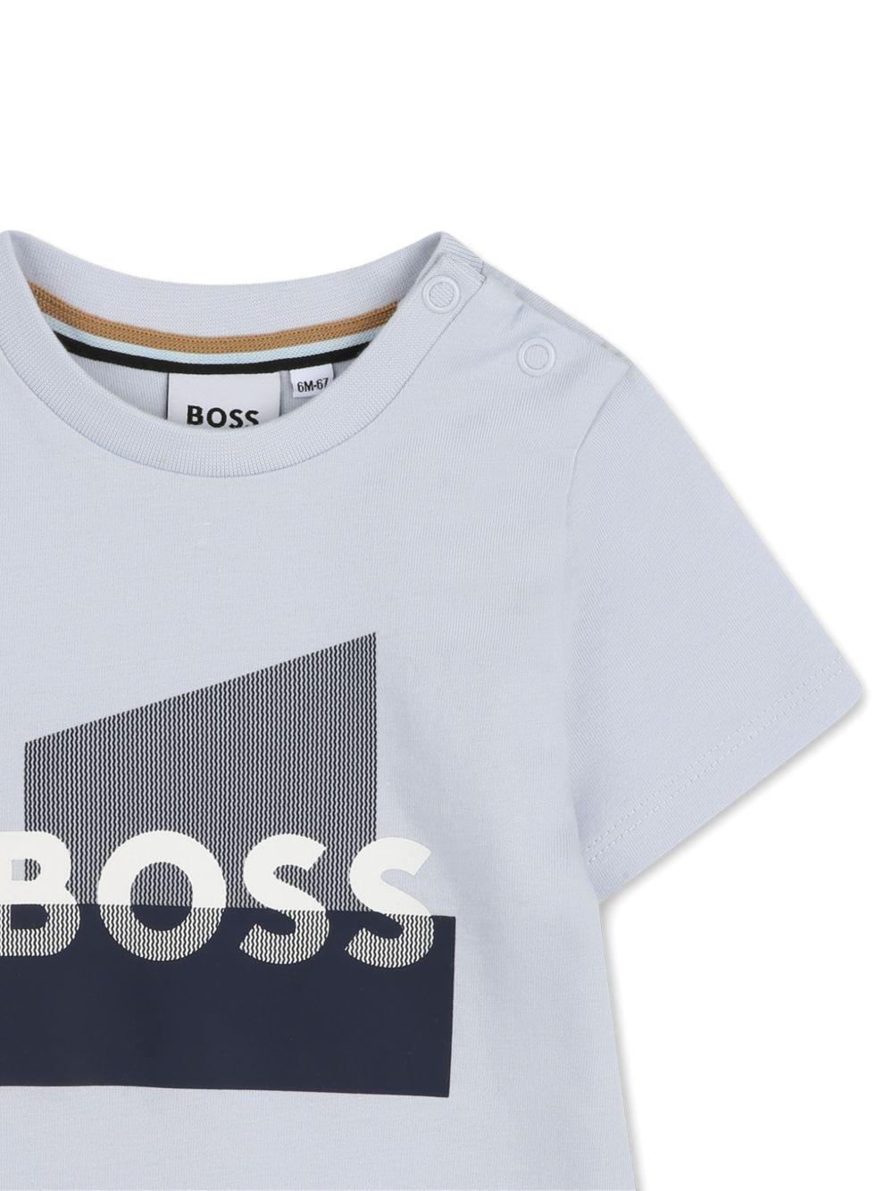 T-shirt azzurra per neonato J52879 78K Boss Kids 