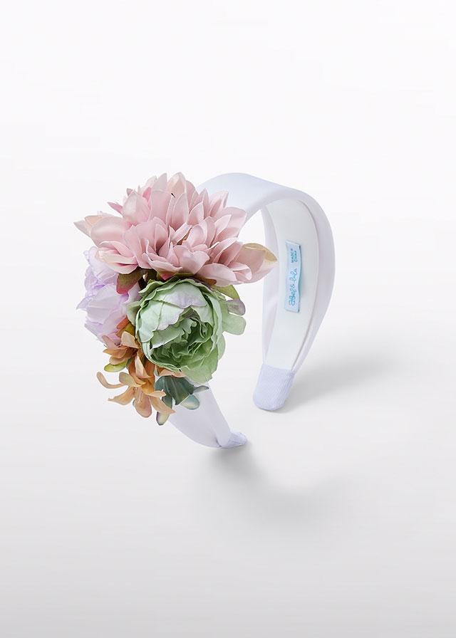 White headband with flowers for girls