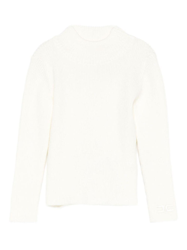 Maglione bianco sporco per neonata EGMA040CFL040 0004 Elisabetta Franchi Kids 
