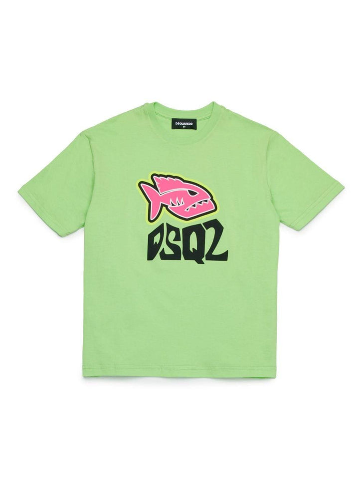 Apple green t-shirt for boys with logo