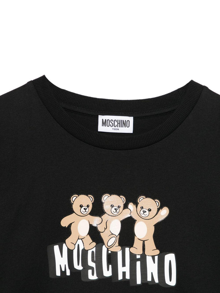 T-shirt nero per bambino HDM077LAA23 60100 Moschino Kids 